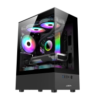 Gabinete Gamer Sentey 6100 Rgb Negro H10 Vidrio Templado 5 Cooler Argb